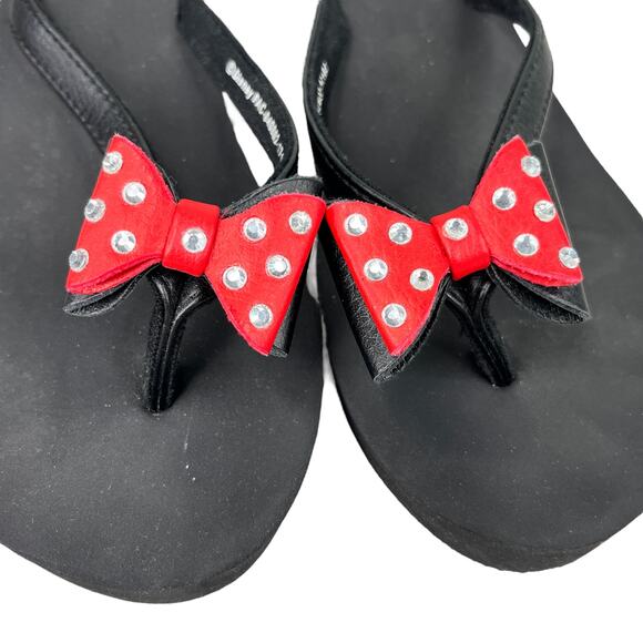 Disney Minnie Mouse Platform Wedge Thong Flip Flops Sandals 9 - Picture 9 of 12